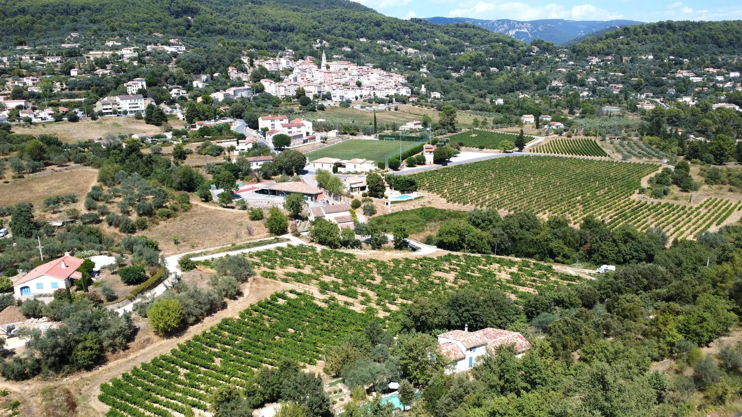 The village of Callas and its vineyards from the air