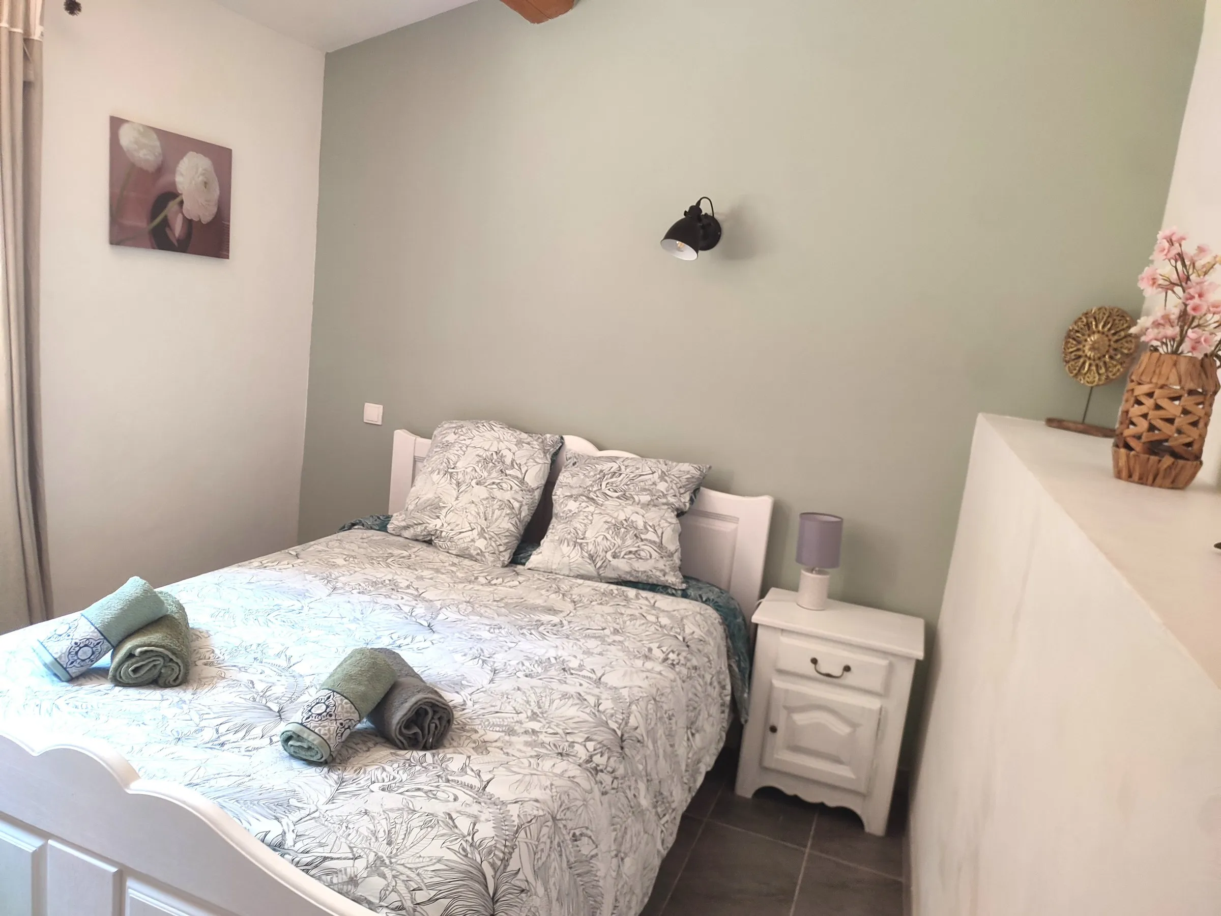 Bedroom with double bed and storage