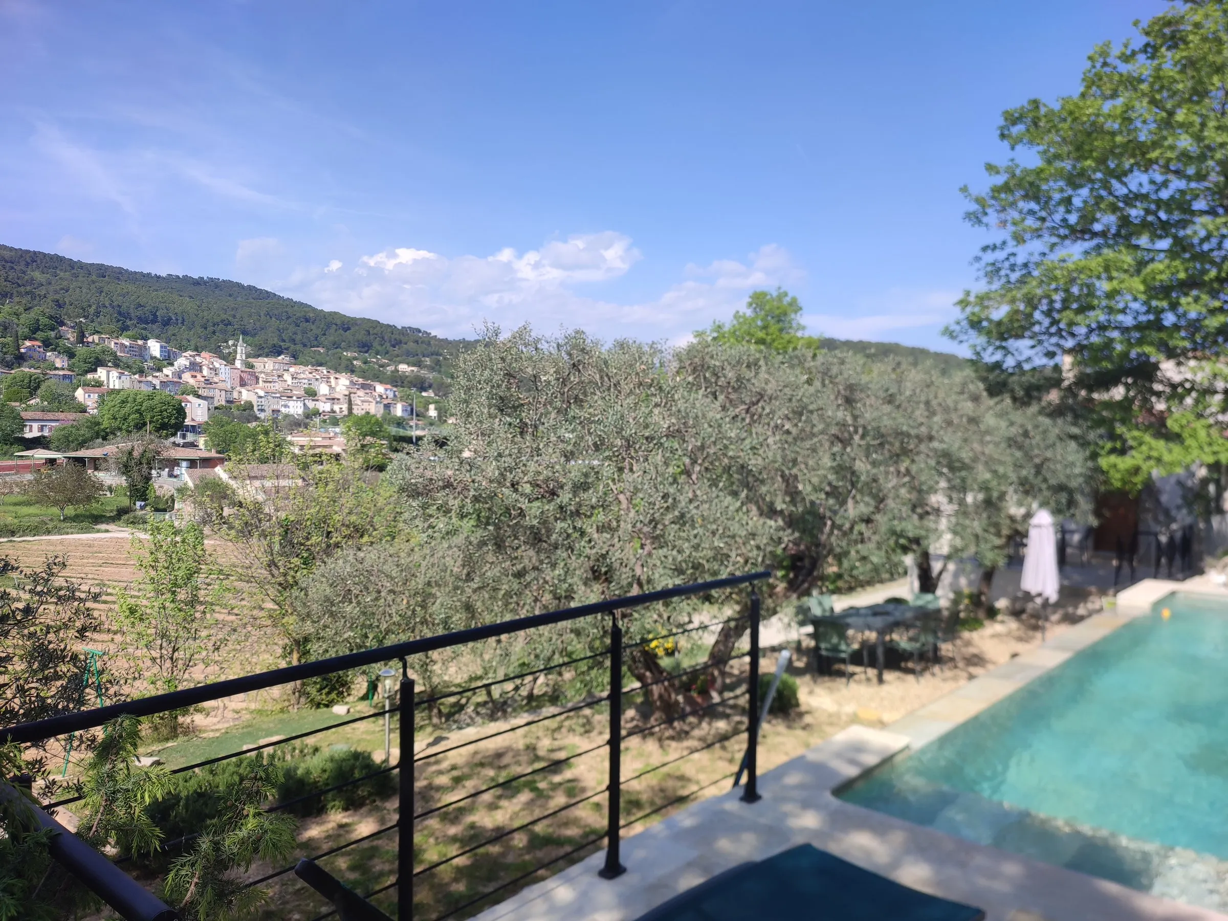 View of the hilltop village from the pool
